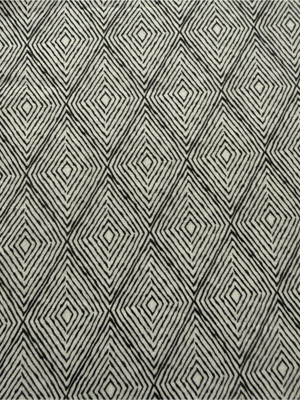 KEEPSAKE the Label Black and Cream Diamond Geometric lightweight cotton fabric